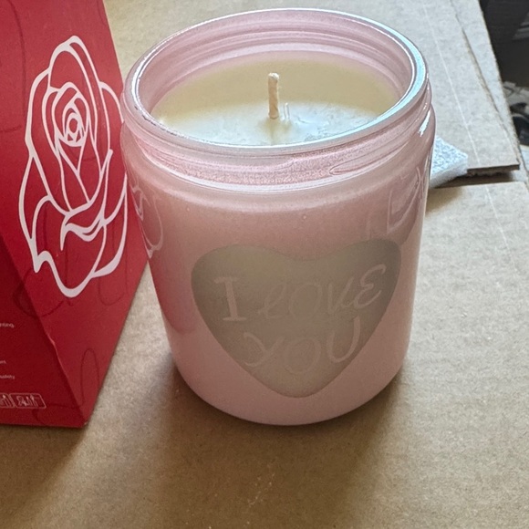 Chambery Other - Romantic Pink glass Candle with Heartfelt Message
